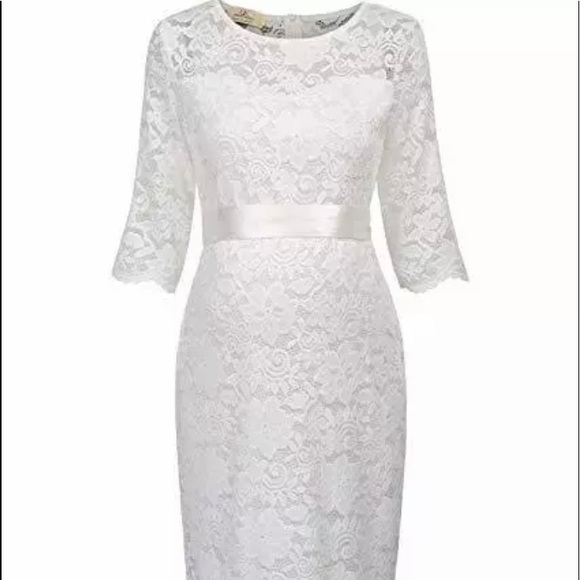 Grace Karin Maternity White Lace Dress 